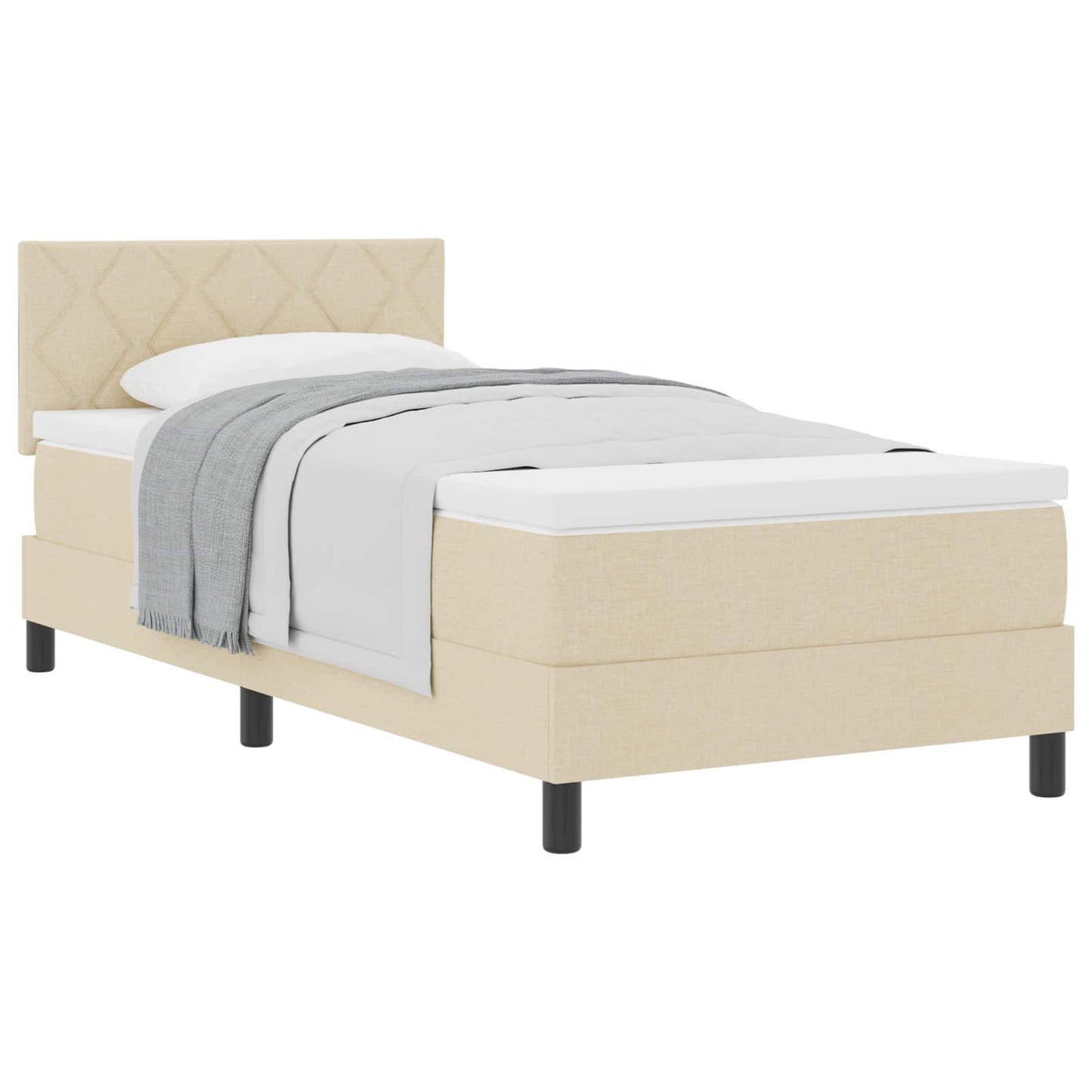Letto a molle con materasso Crema 90 x 190 cm Tessuto