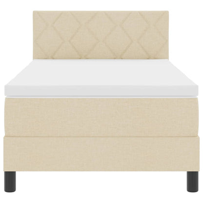 Letto a molle con testiera Crema 90 x 190 cm Tessuto
