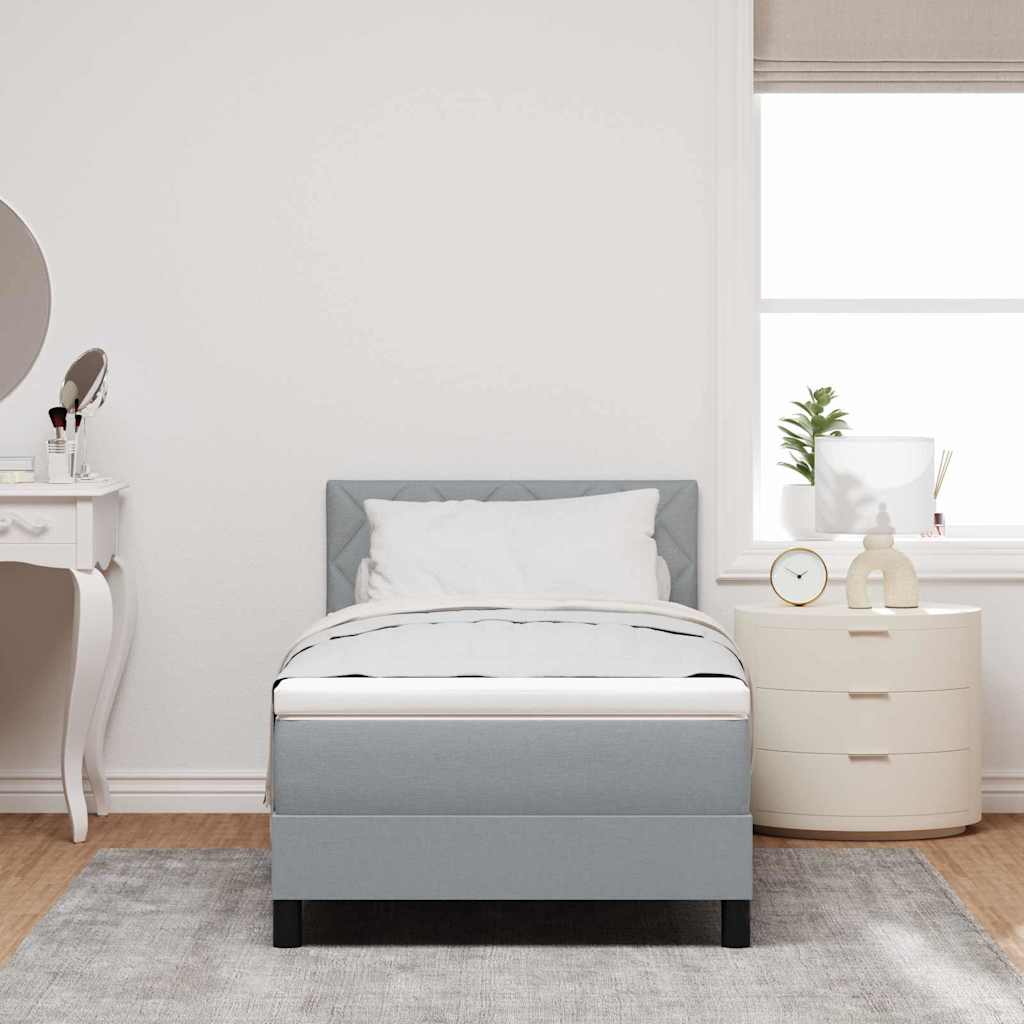 Letto a molle con testiera Grigio chiaro 90 x 200 cm Tessuto