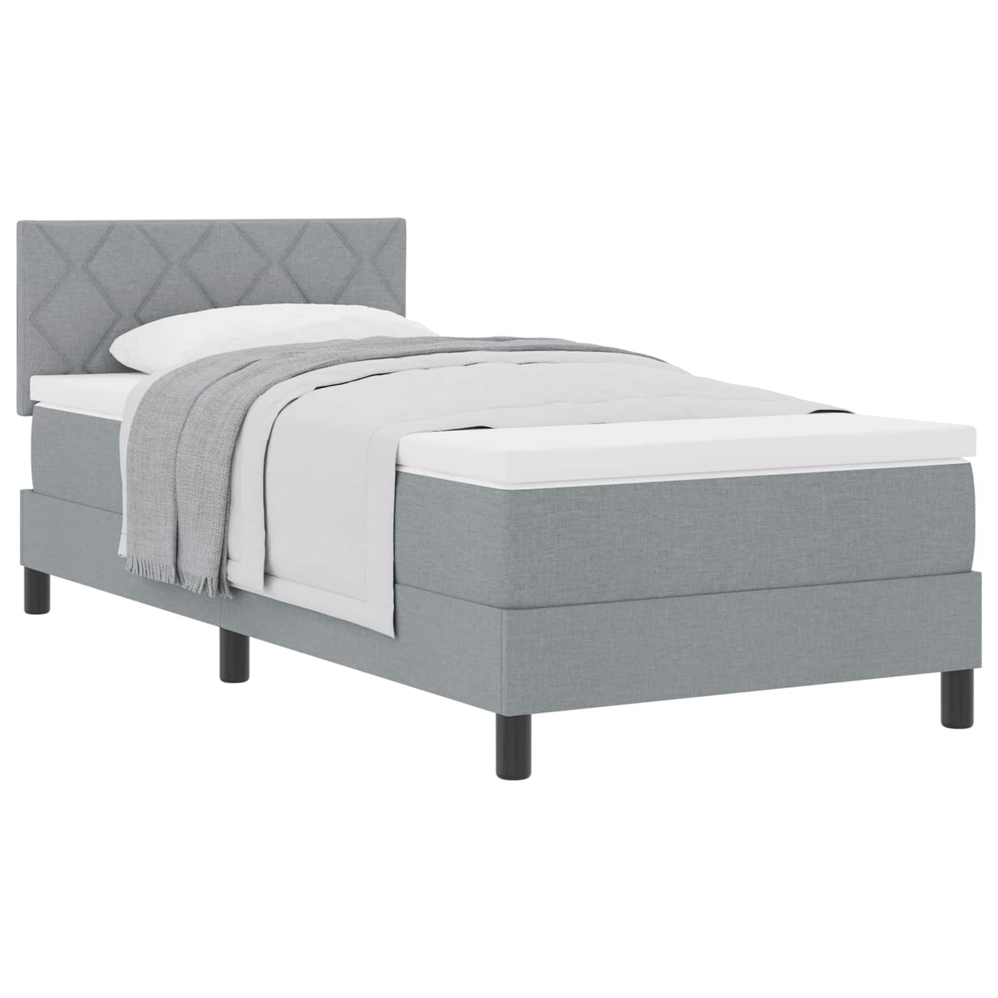 Letto a molle con testiera Grigio chiaro 90 x 200 cm Tessuto