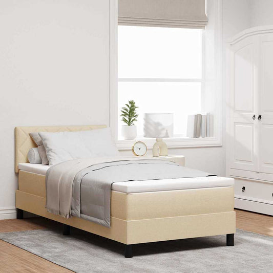 Letto a molle con cuscino Crema 90 x 200 cm Tessuto