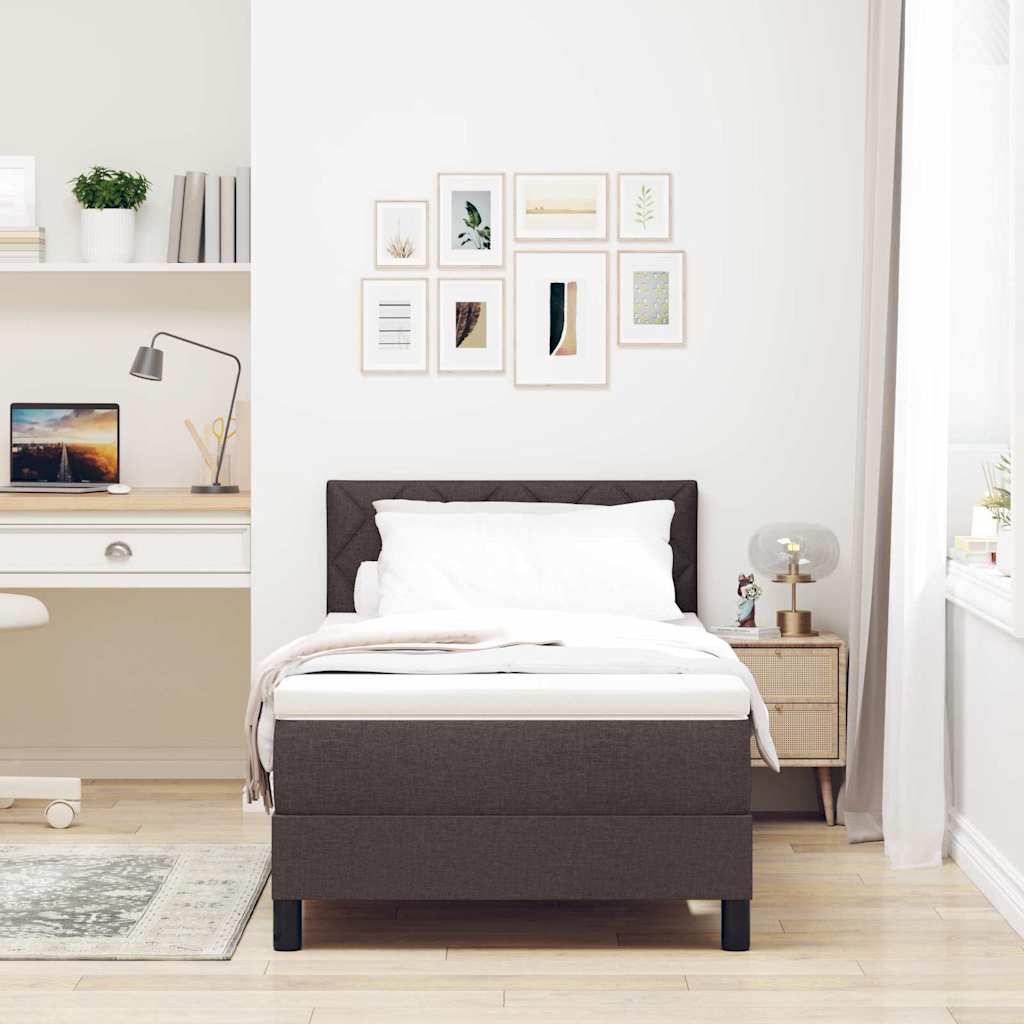 Letto a molle con testiera Marrone Scuro 100 x 200 cm Tessuto | homemem39
