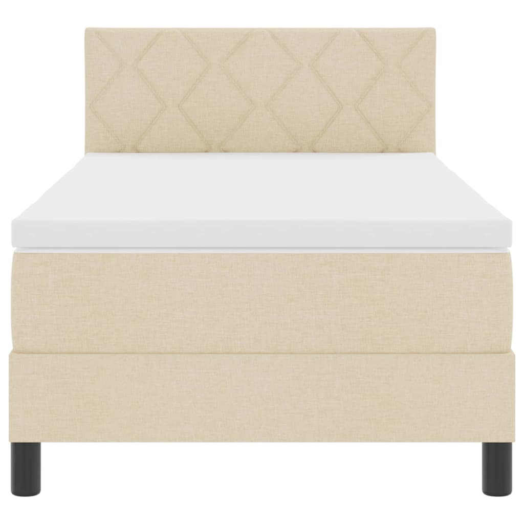 Letto a molle con materasso Crema 100 x 200 cm Tessuto