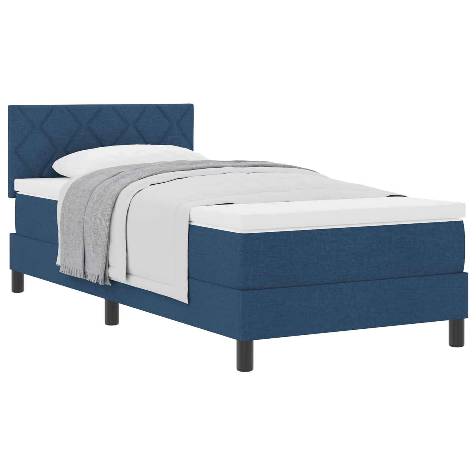 Letto a molle con testiera Blu 100 x 200 cm Tessuto | homemem39