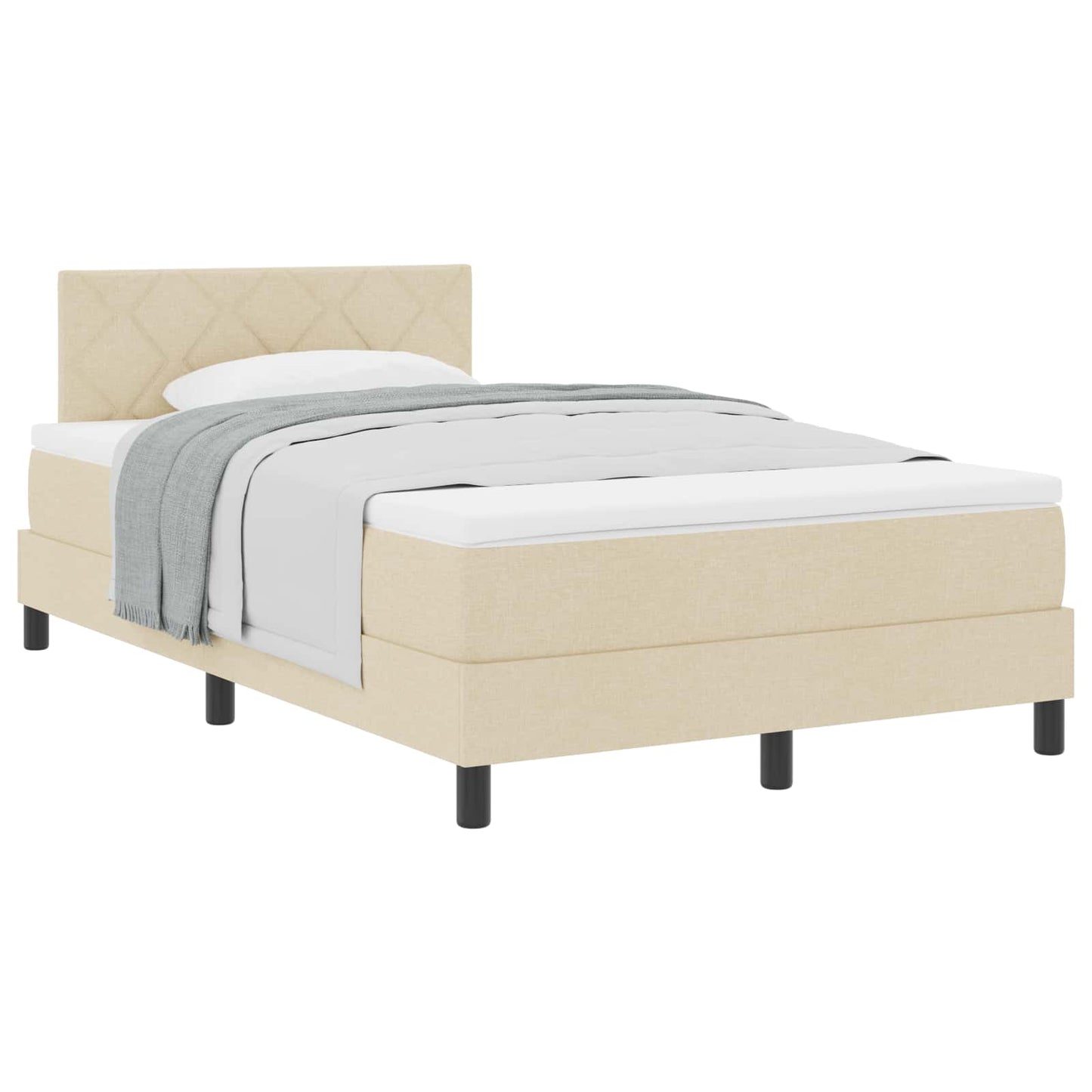 Letto a molle con materasso Crema 120 x 190 cm Tessuto