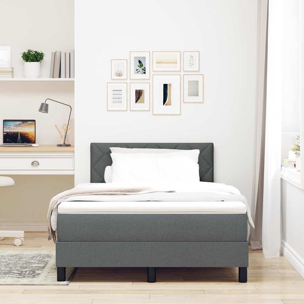 Letto a molle con testiera Grigio scuro 120 x 200 cm Tessuto