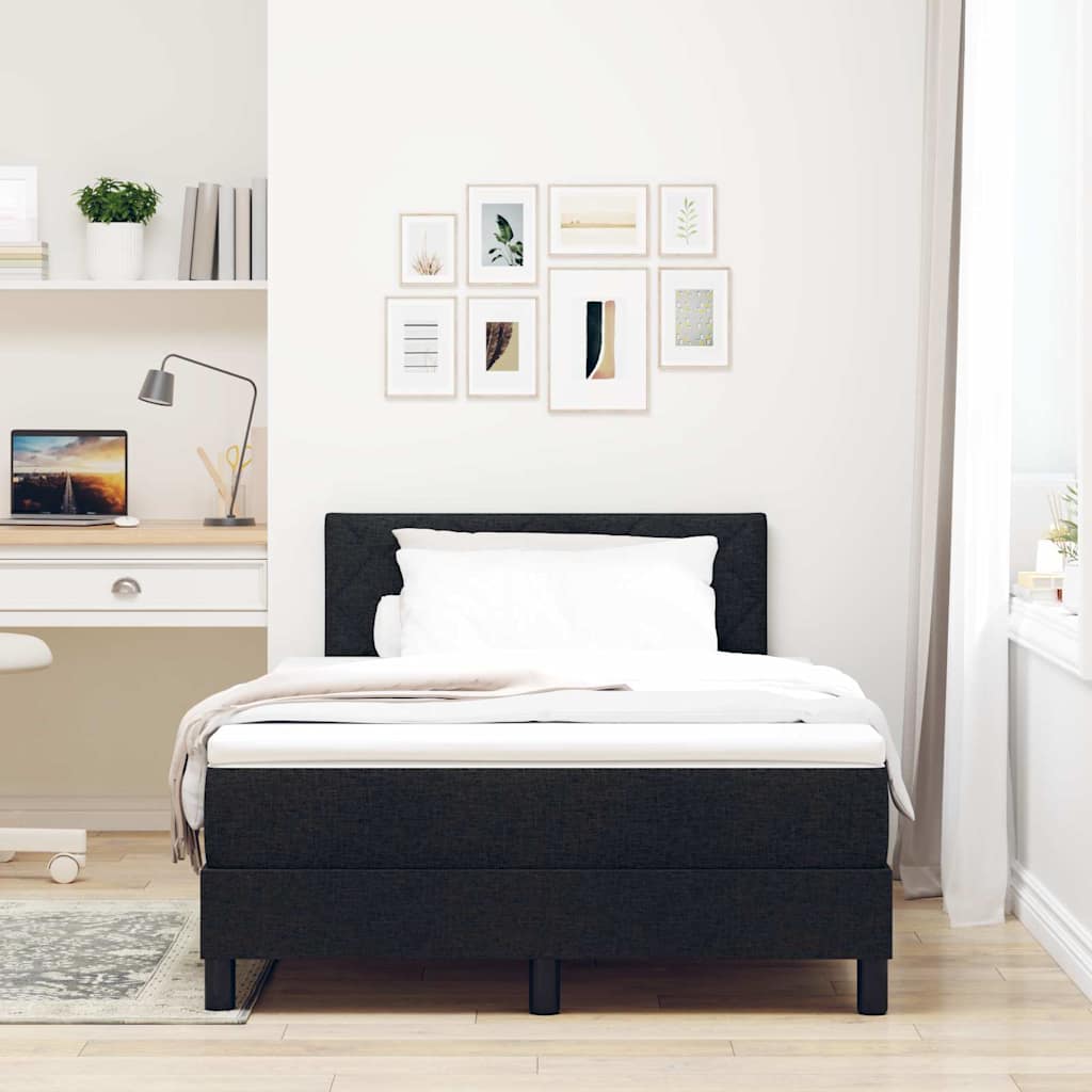 Letto a molle con cuscino Nero 120 x 200 cm Tessuto