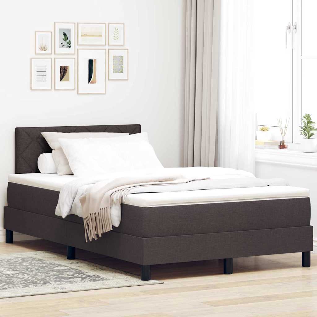 Letto a molle con cuscino Marrone Scuro 120 x 200 cm Tessuto