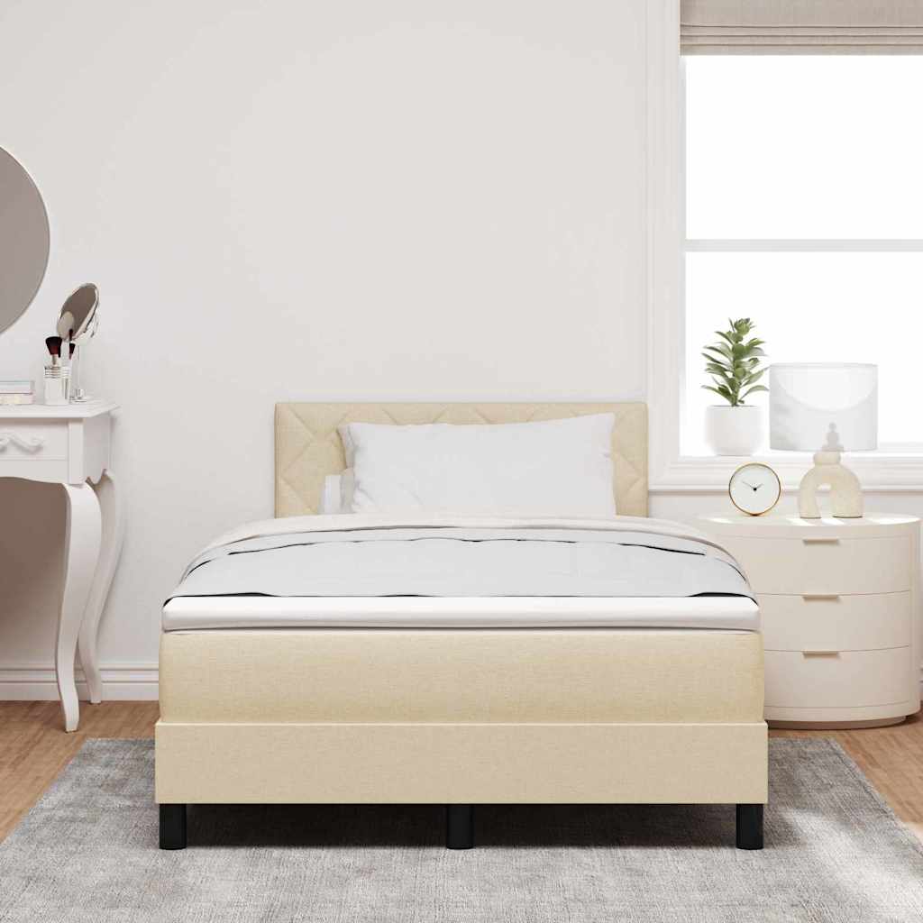 Letto a molle con testiera Crema 120 x 200 cm Tessuto