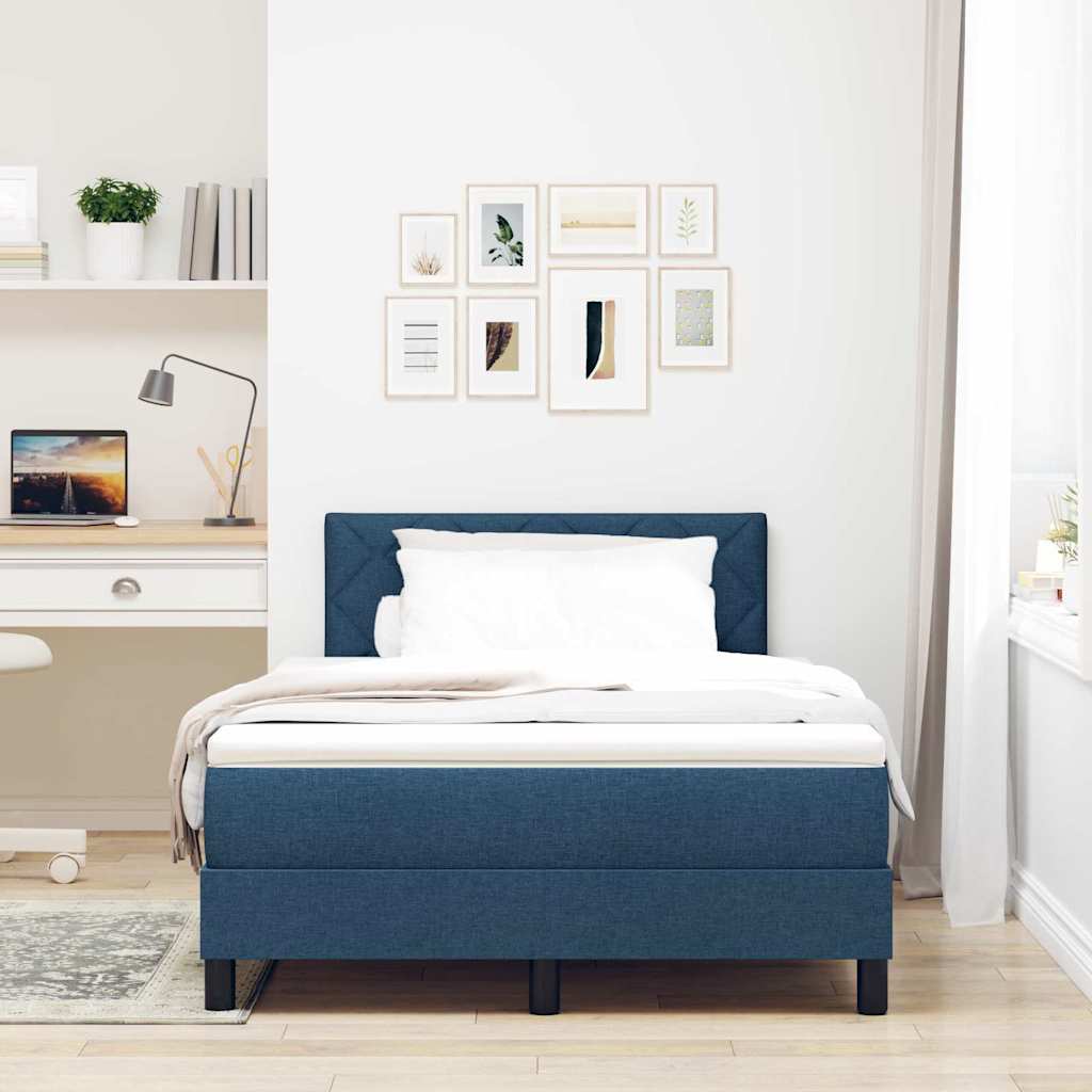 Letto a molle con testiera Blu 120 x 200 cm Tessuto