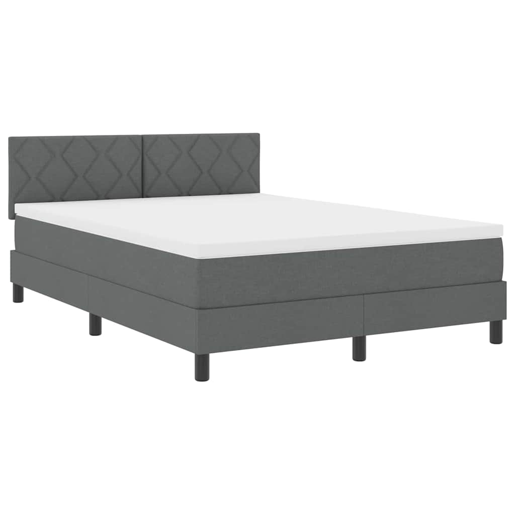 Letto a molle con materasso Grigio scuro 140 x 190 cm Tessuto