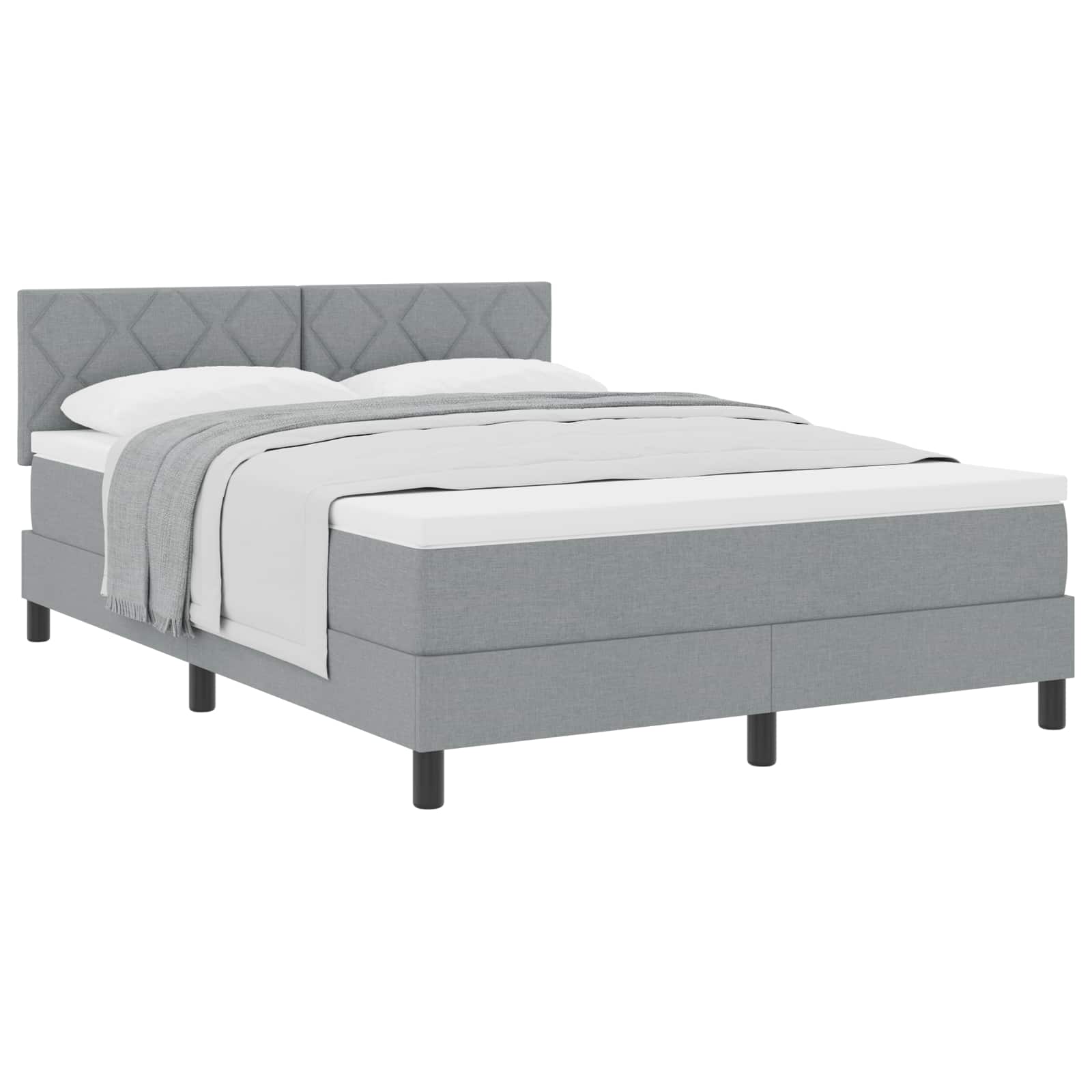 Letto a molle con testiera Grigio chiaro 140 x 200 cm Tessuto | homemem39