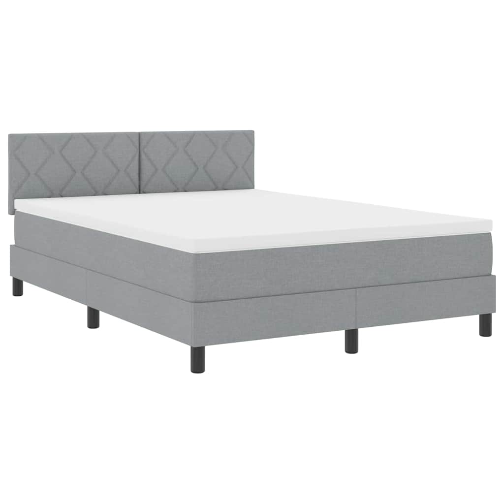 Letto a molle con testiera Grigio chiaro 140 x 200 cm Tessuto | homemem39