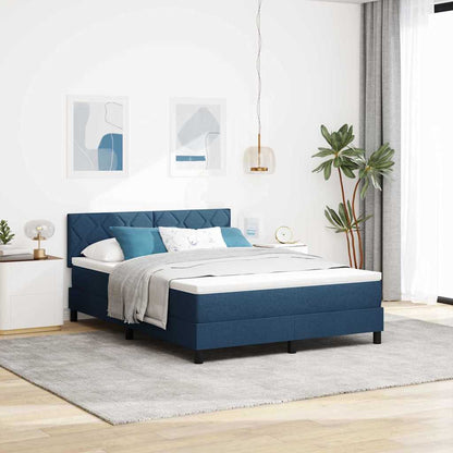 Letto a molle con testiera Blu 140 x 200 cm Tessuto
