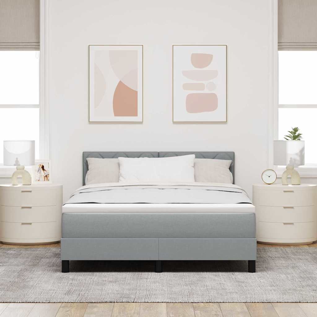 Letto a molle con testiera Grigio chiaro 160 x 200 cm Tessuto | homemem39