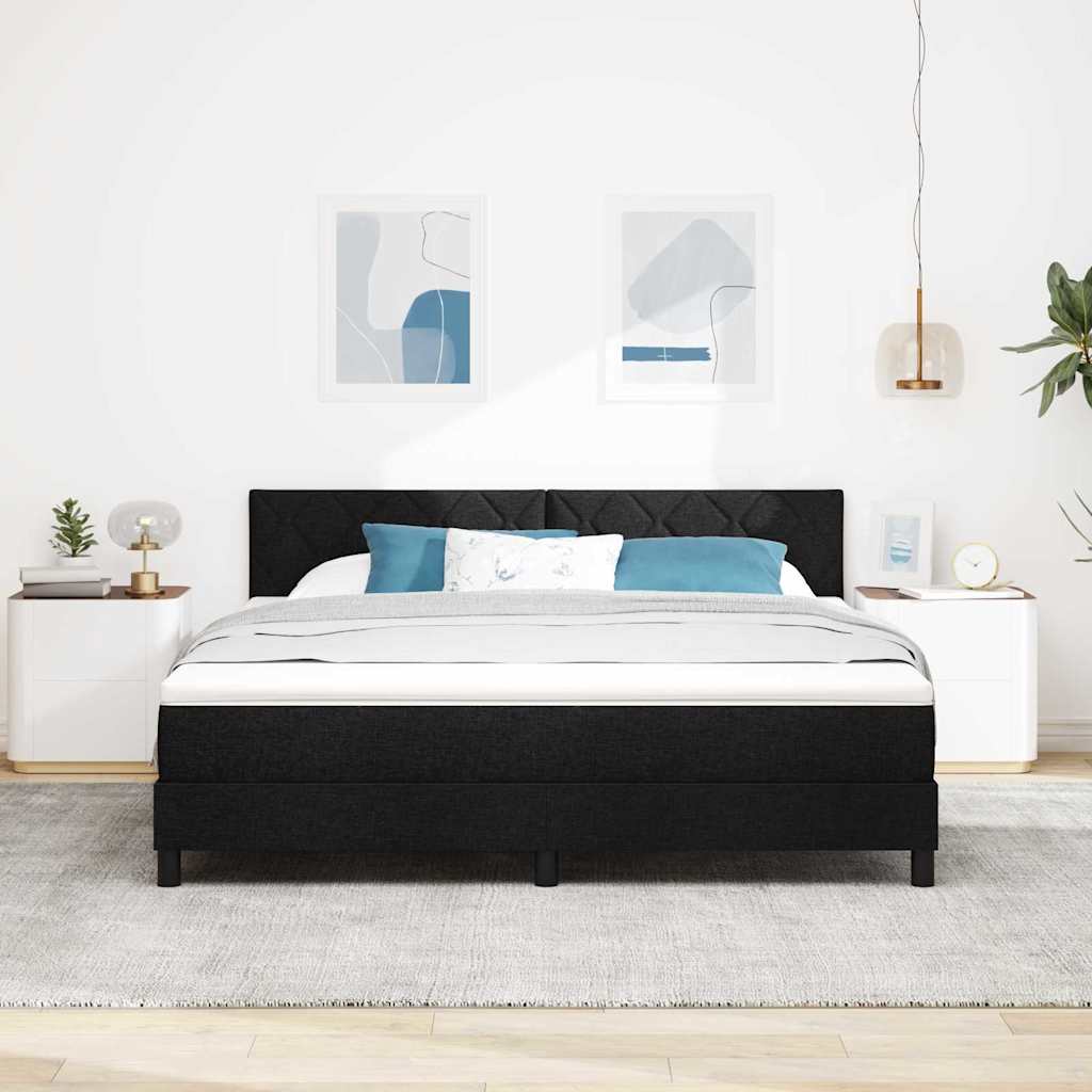 Letto a molle con testiera Nero 180 x 200 cm Tessuto | homemem39