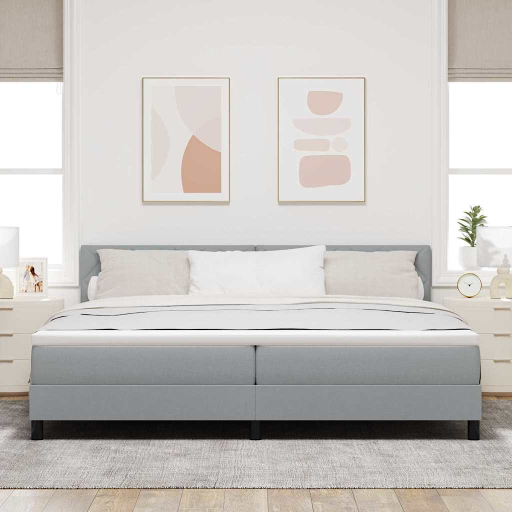 Letto a molle con cuscino Grigio chiaro 200 x 200 cm Tessuto | homemem39