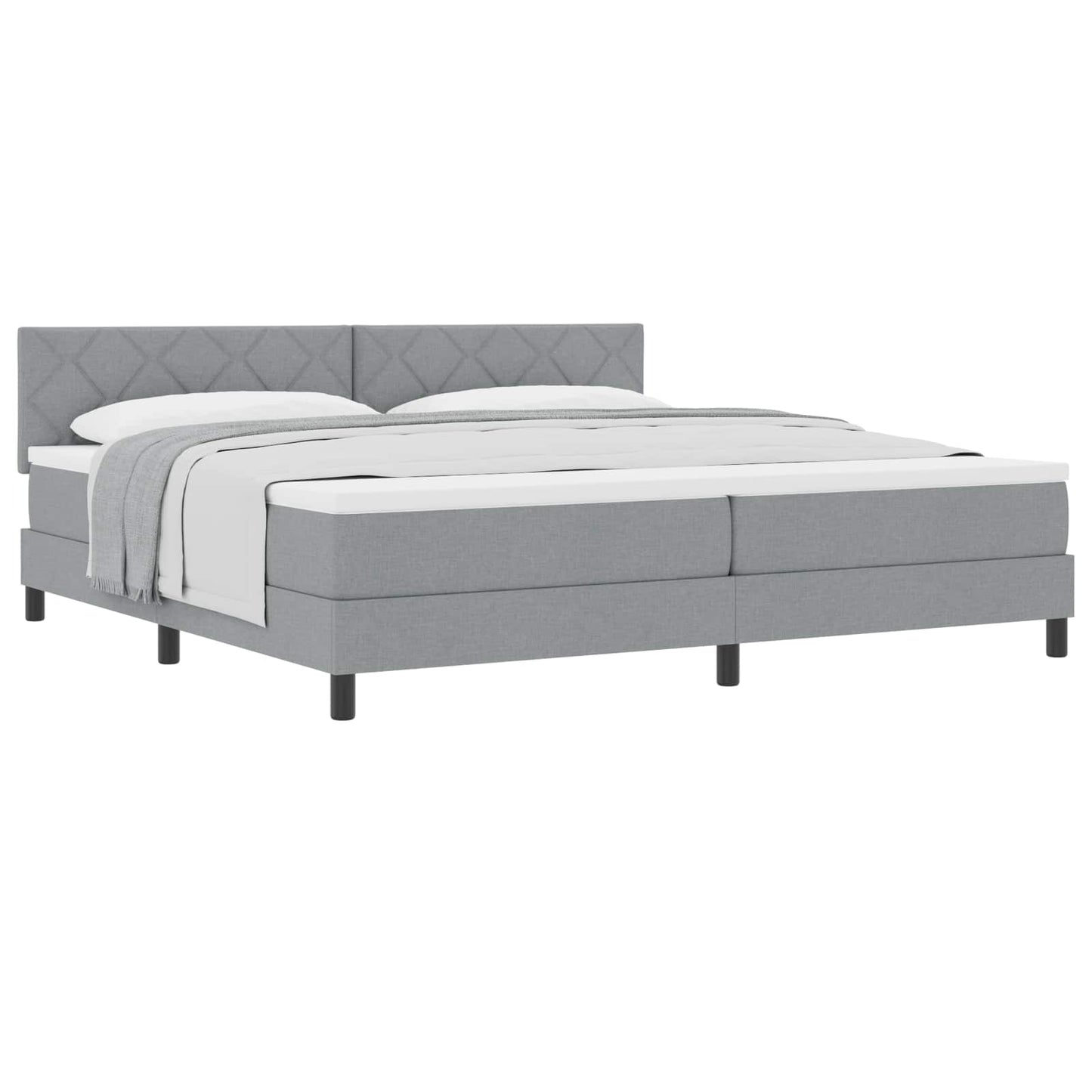 Letto a molle con cuscino Grigio chiaro 200 x 200 cm Tessuto