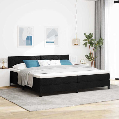 Letto a molle con testiera Nero 200 x 200 cm Tessuto