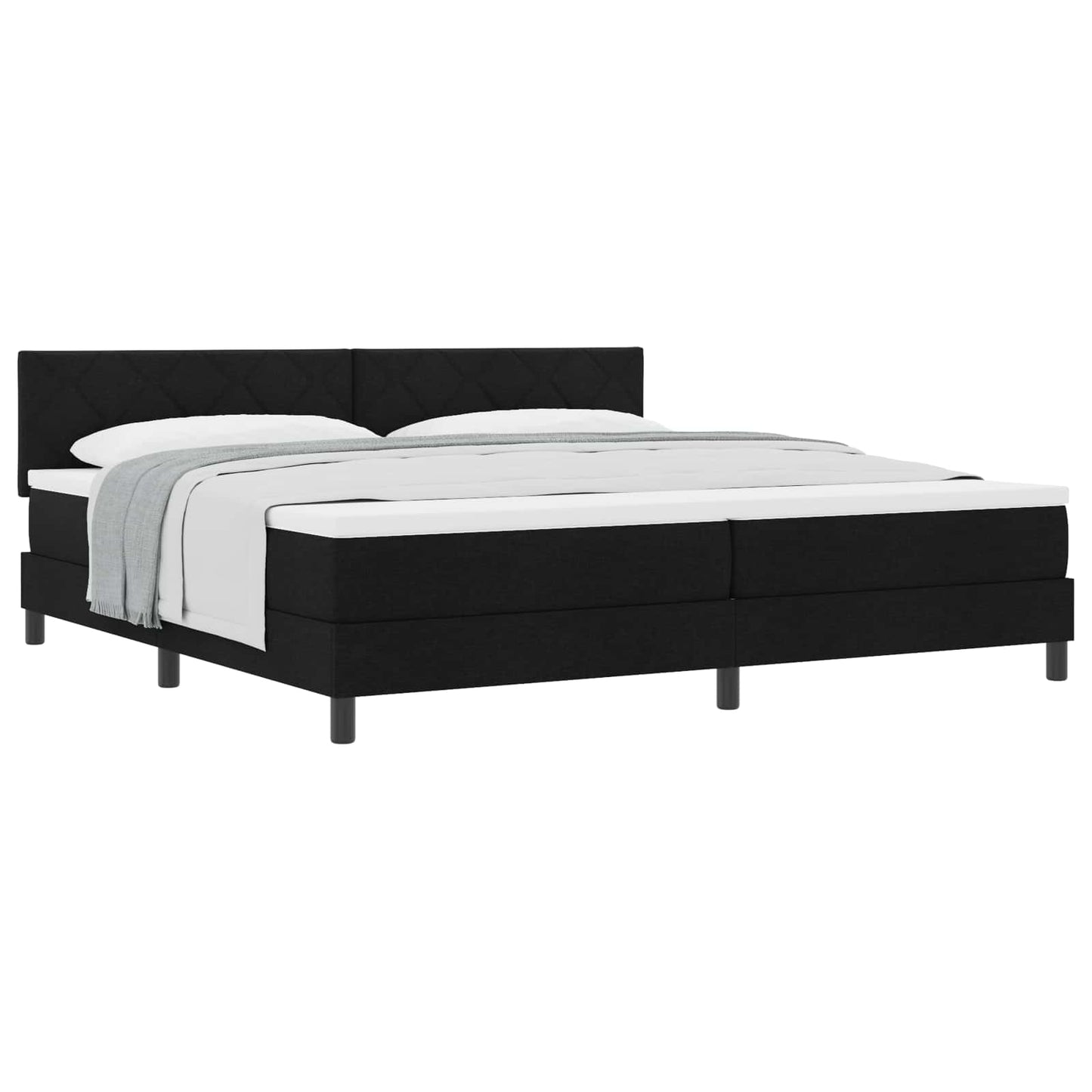 Letto a molle con testiera Nero 200 x 200 cm Tessuto