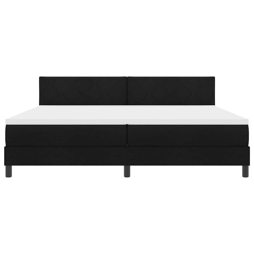 Letto a molle con testiera Nero 200 x 200 cm Tessuto