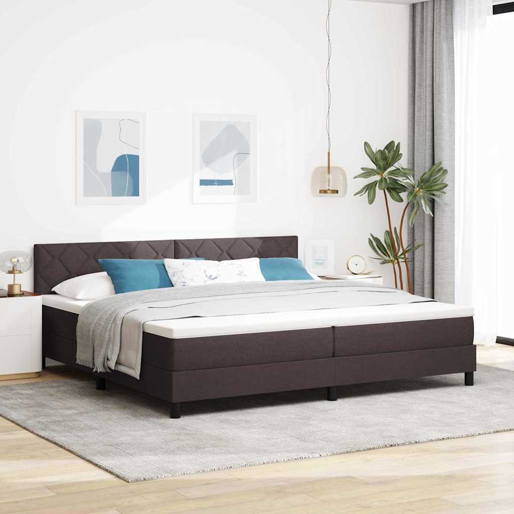 Letto a molle con testiera Marrone Scuro 200 x 200 cm Tessuto | homemem39
