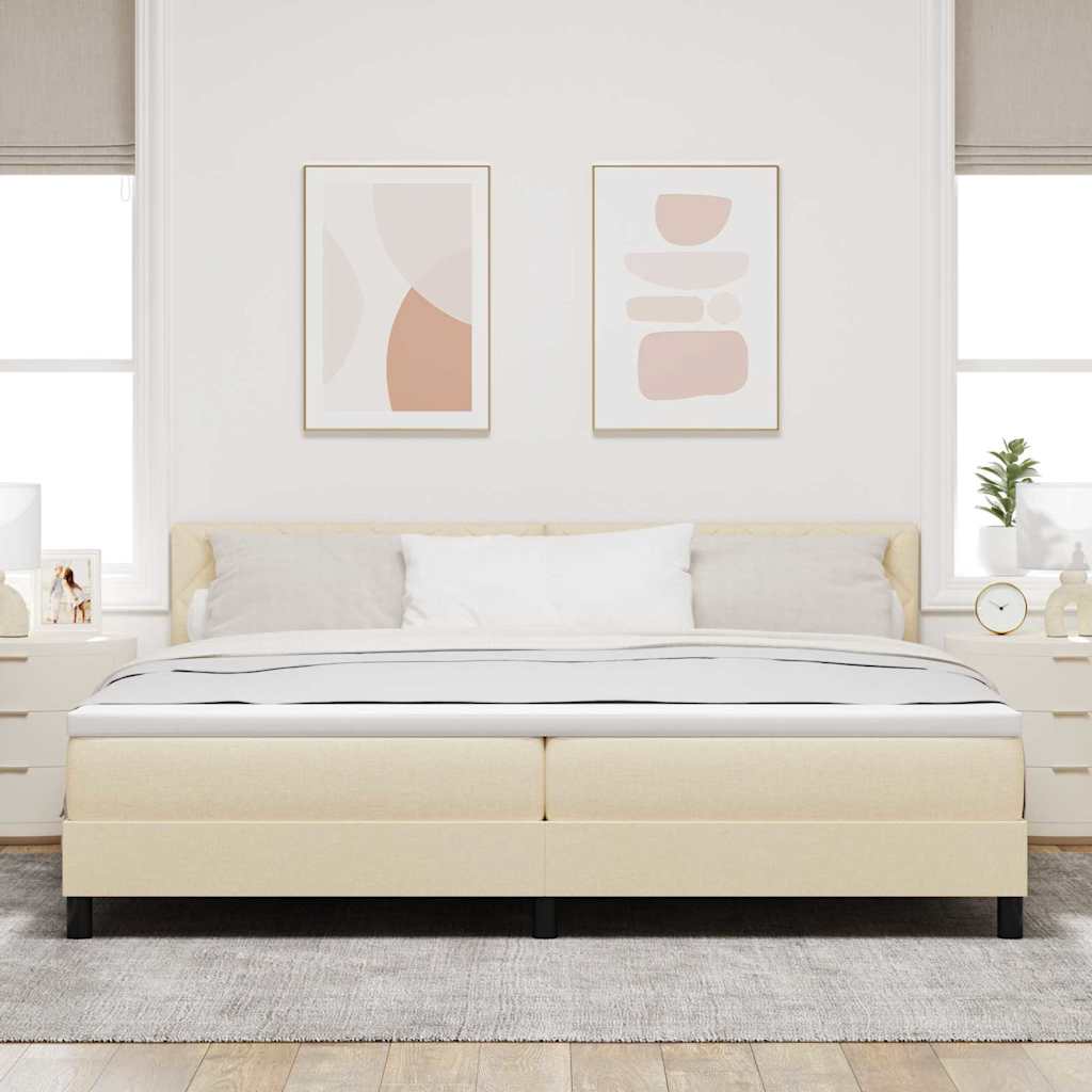 Letto a molle con testiera Crema 200 x 200 cm Tessuto