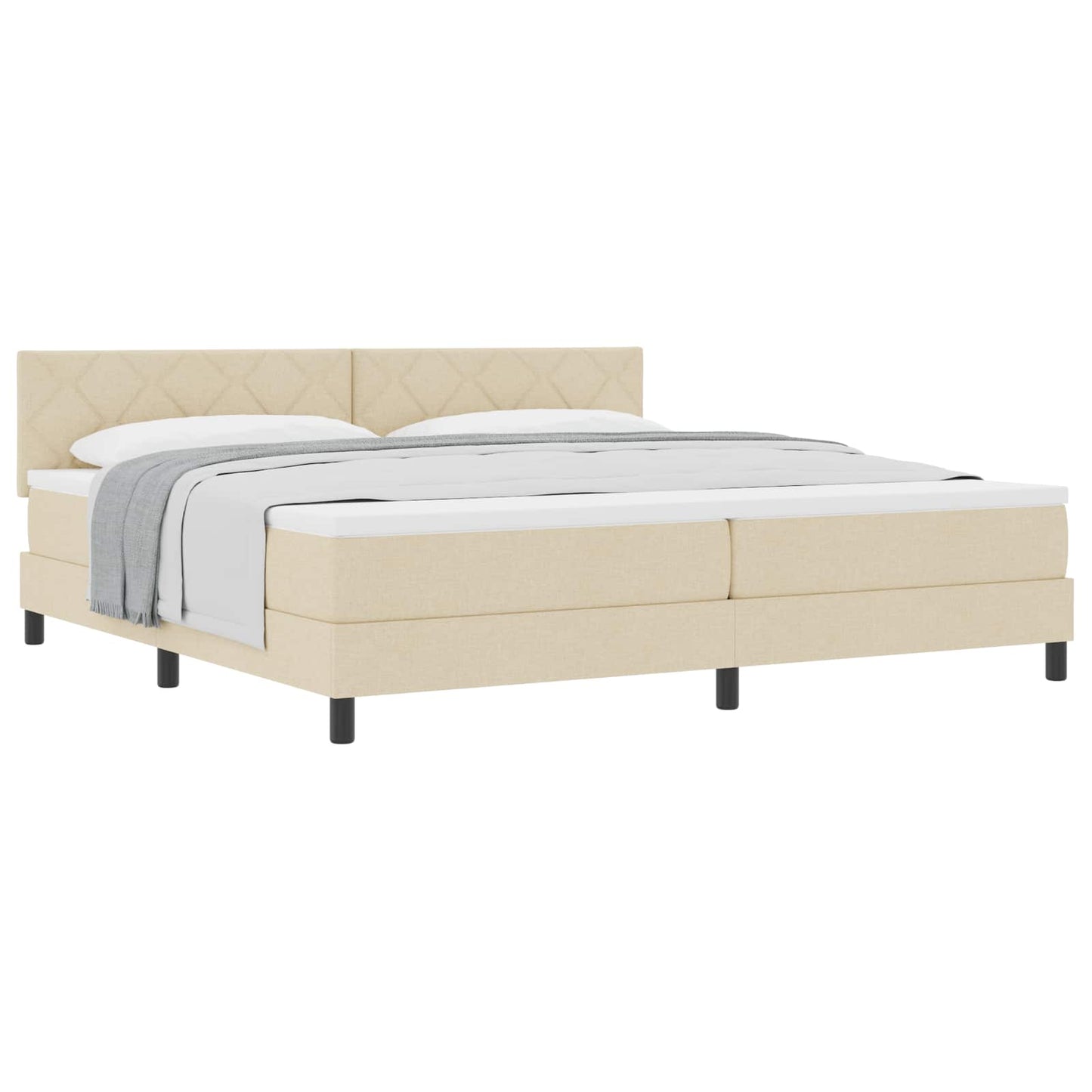 Letto a molle con testiera Crema 200 x 200 cm Tessuto