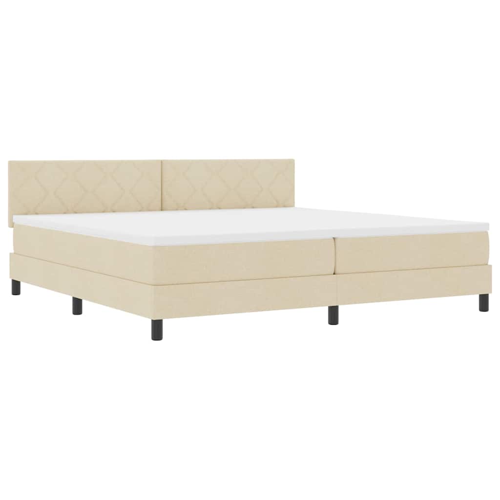 Letto a molle con testiera Crema 200 x 200 cm Tessuto