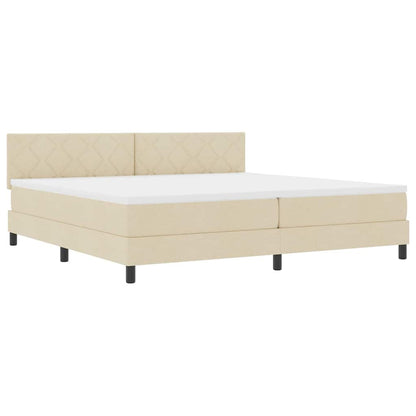 Letto a molle con testiera Crema 200 x 200 cm Tessuto