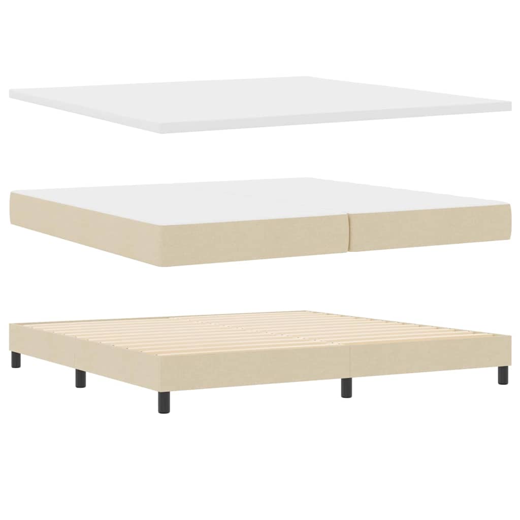 Letto a molle con testiera Crema 200 x 200 cm Tessuto