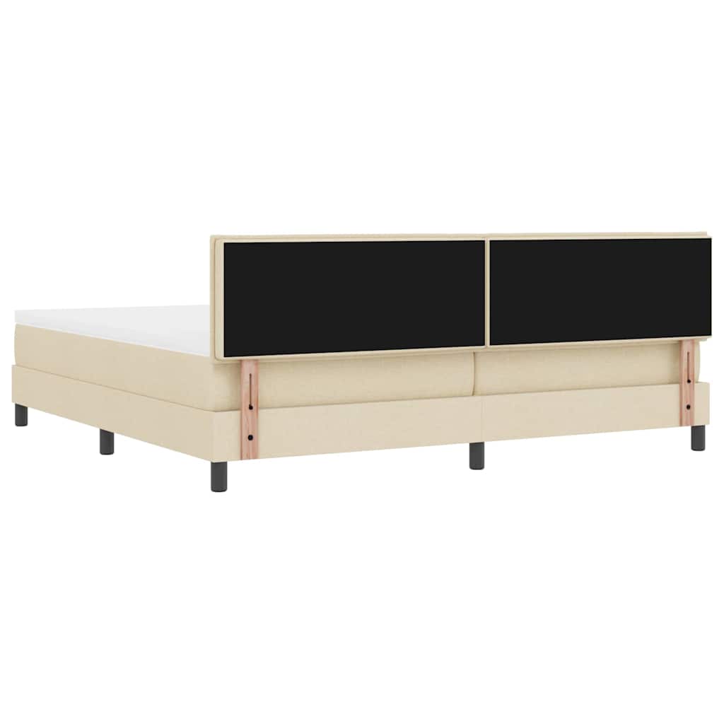 Letto a molle con testiera Crema 200 x 200 cm Tessuto | homemem39