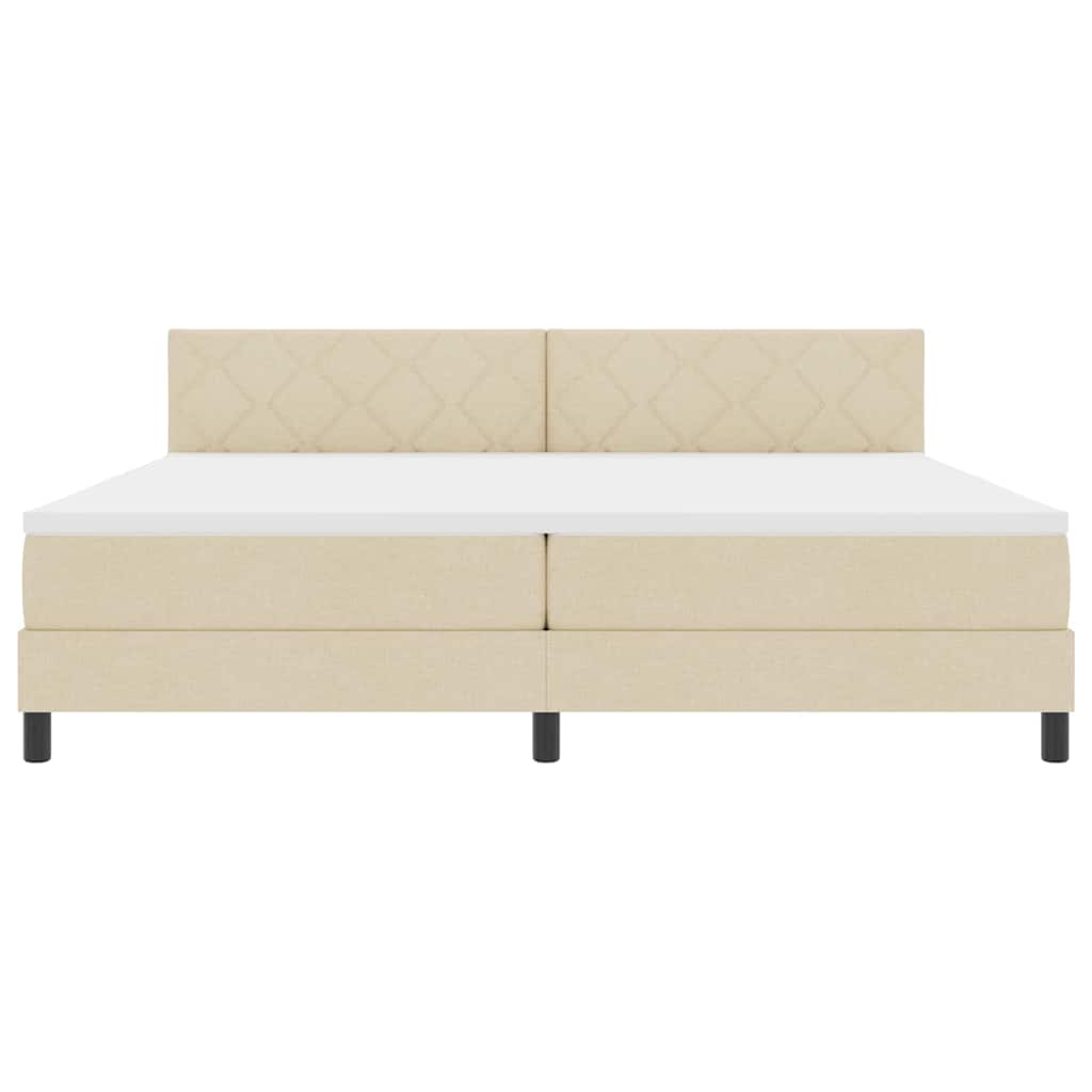Letto a molle con testiera Crema 200 x 200 cm Tessuto | homemem39