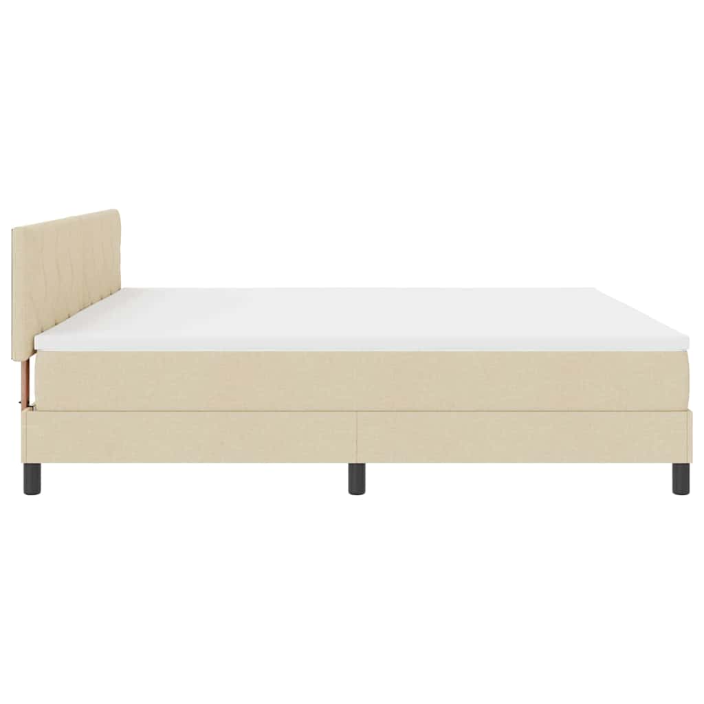 Letto a molle con testiera Crema 200 x 200 cm Tessuto | homemem39