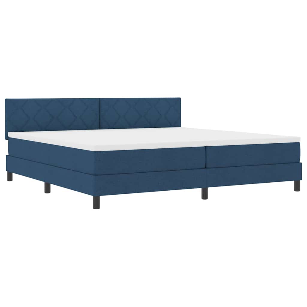 Letto a molle con testiera Blu 200 x 200 cm Tessuto | homemem39