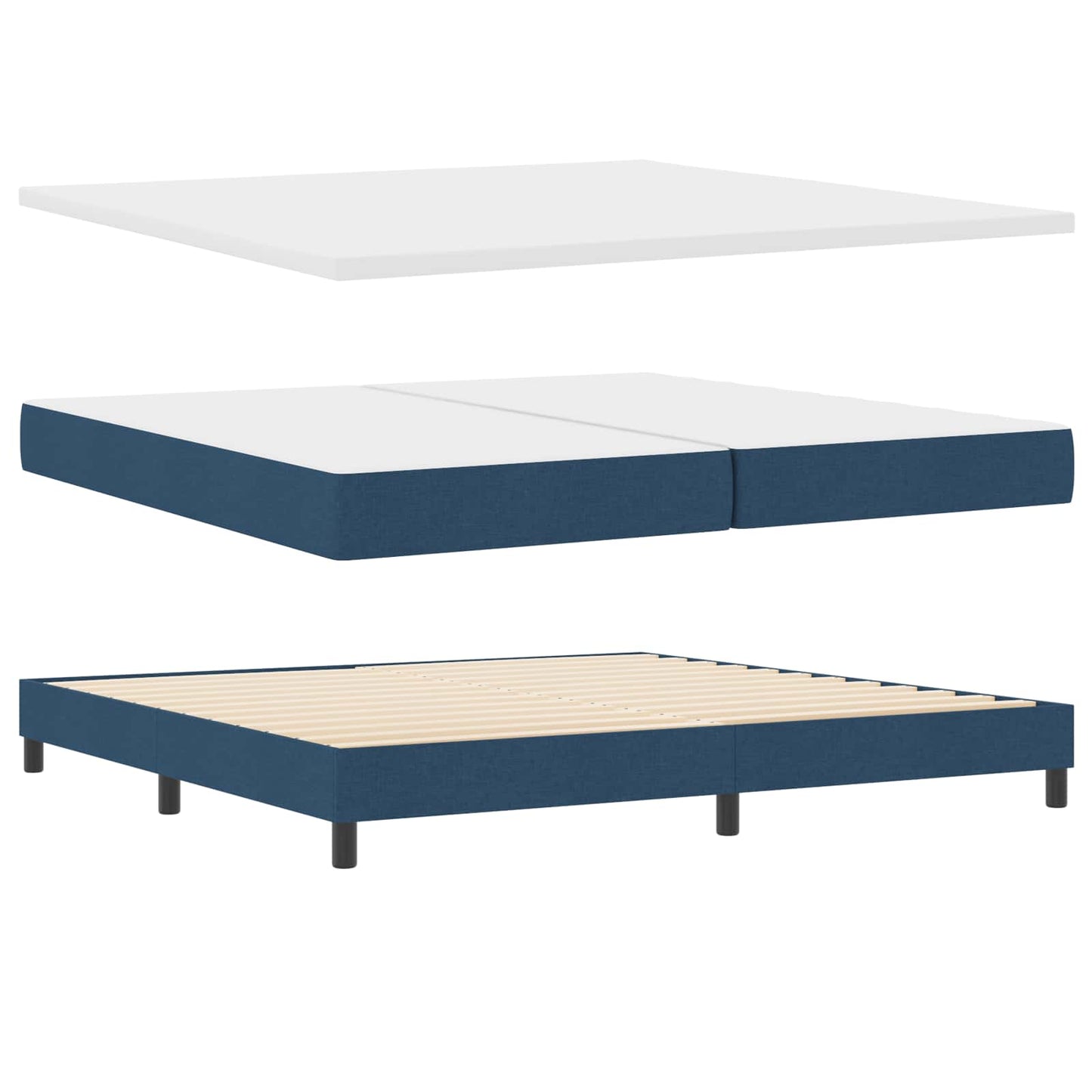 Letto a molle con testiera Blu 200 x 200 cm Tessuto | homemem39