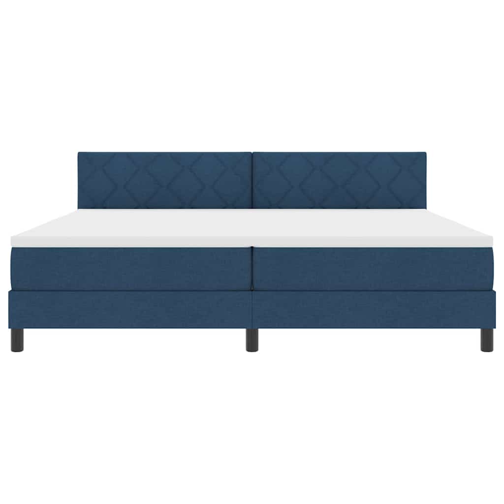 Letto a molle con testiera Blu 200 x 200 cm Tessuto | homemem39
