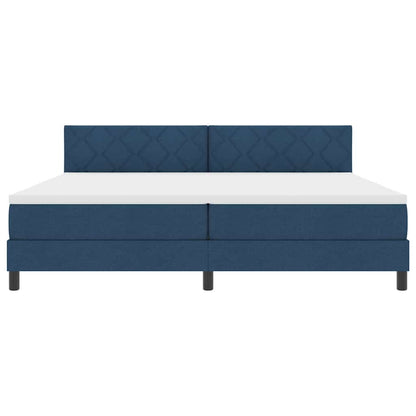 Letto a molle con testiera Blu 200 x 200 cm Tessuto