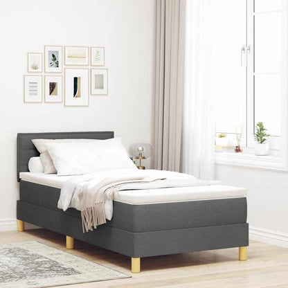 Letto a molle con cuscino Grigio scuro 80 x 200 cm Tessuto
