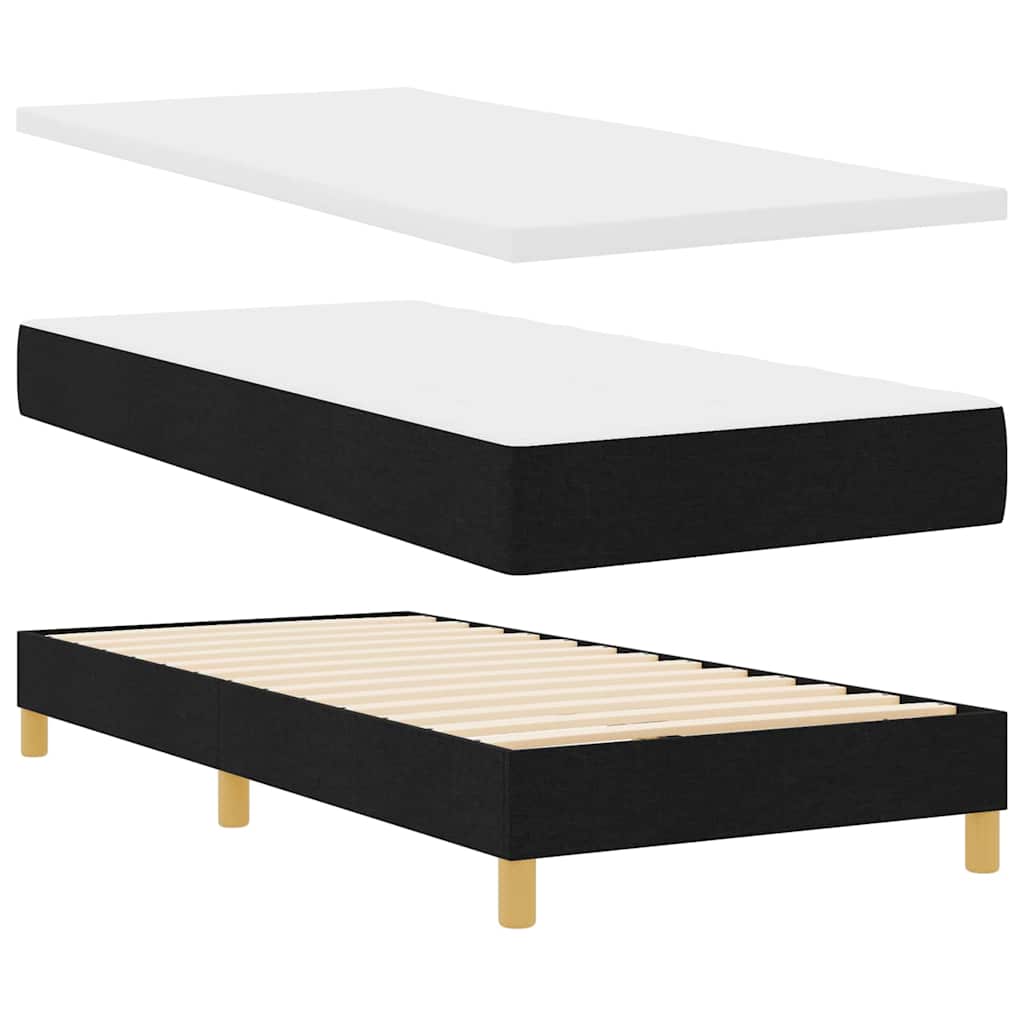 Letto a molle con cuscino con testiera Nero 80 x 200 cm Tessuto | homemem39