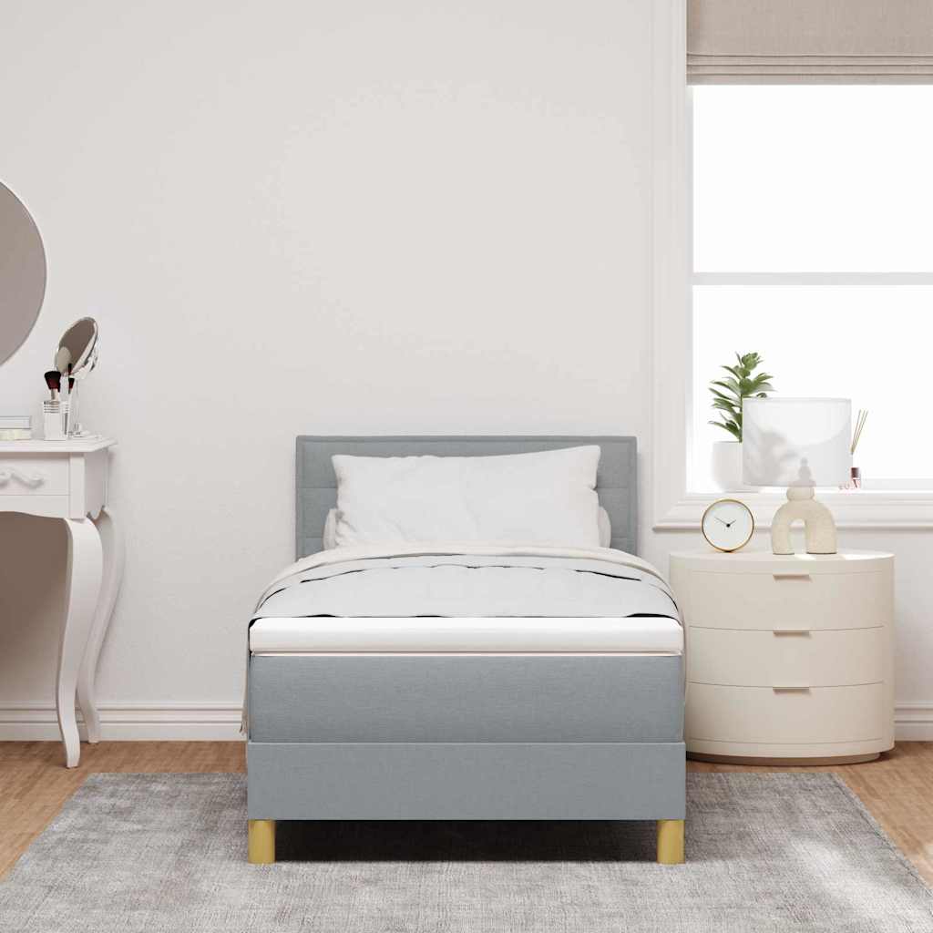 Letto a molle con cuscino Grigio chiaro 90 x 190 cm Tessuto | homemem39