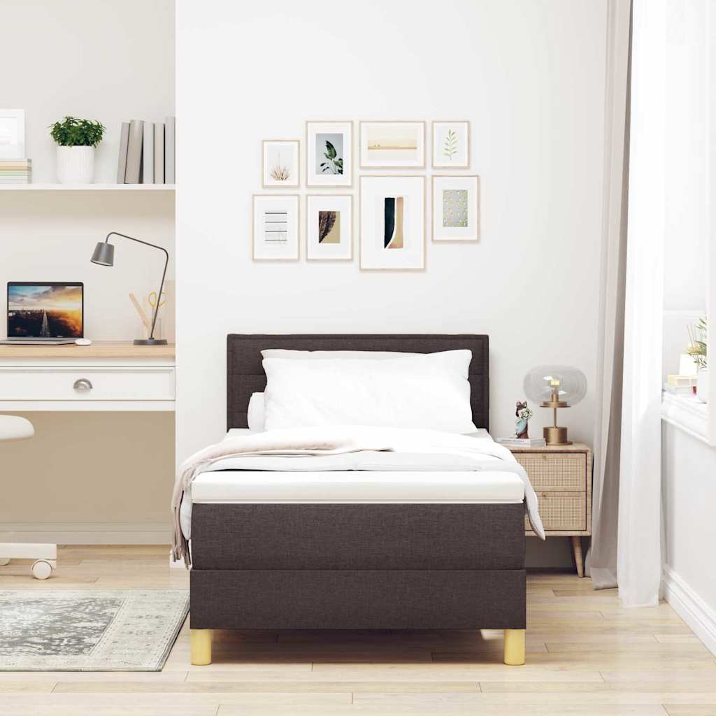 Letto a molle con cuscino Marrone Scuro 90 x 190 cm Tessuto