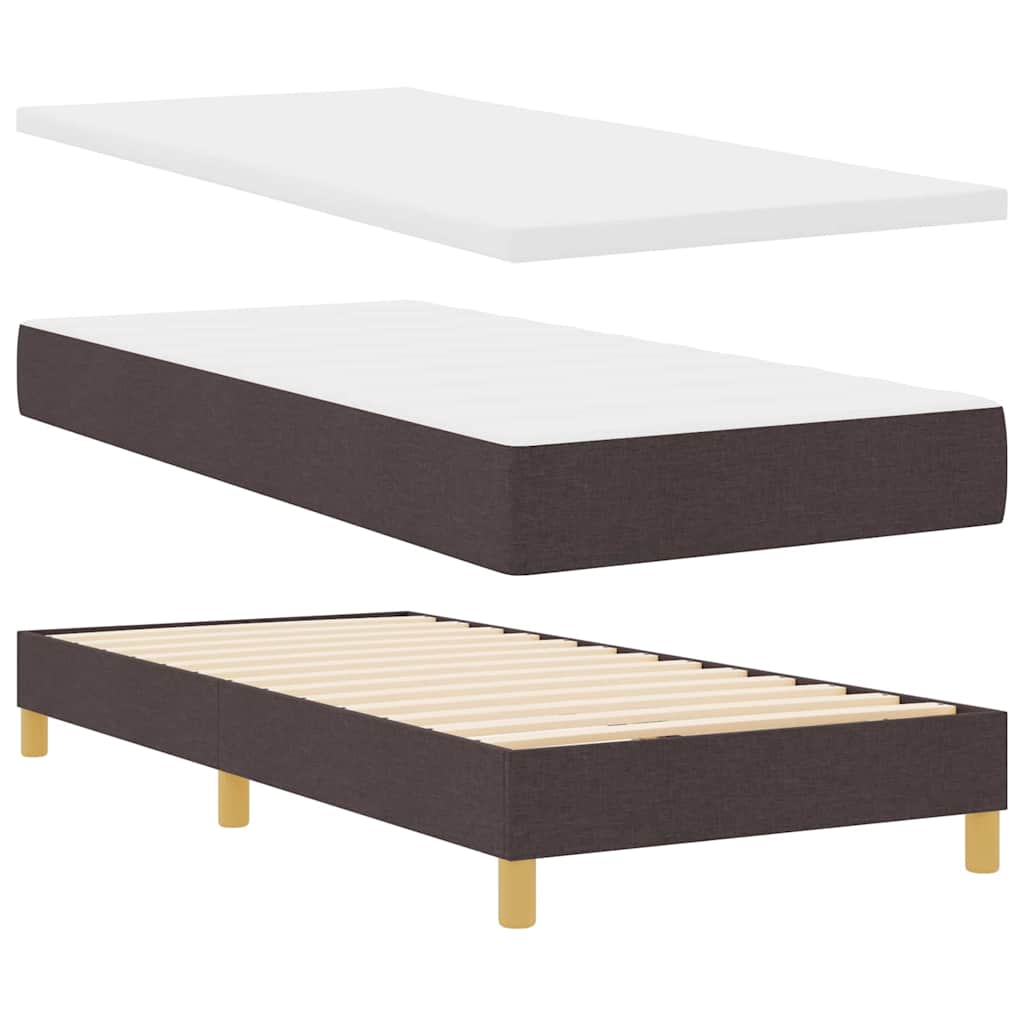 Letto a molle con cuscino Marrone Scuro 90 x 190 cm Tessuto