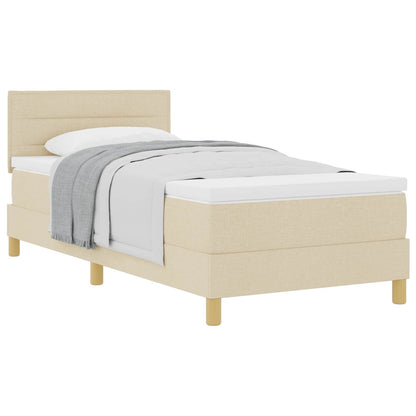 Letto a molle con cuscino Crema 90 x 190 cm Tessuto