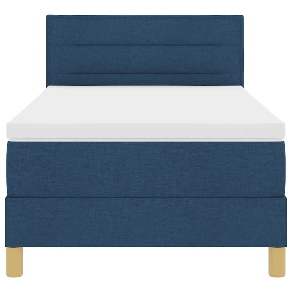 Letto a molle con cuscino con testiera Blu 90 x 190 cm Tessuto