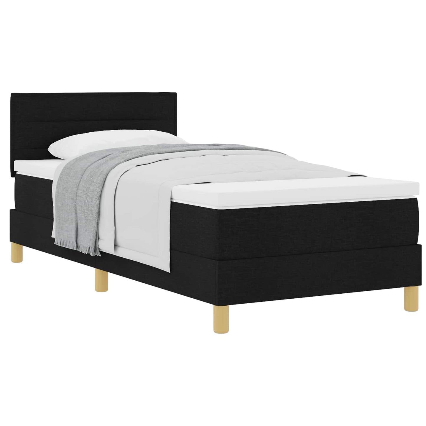 Letto a molle con cuscino con testiera Nero 90 x 200 cm Tessuto | homemem39