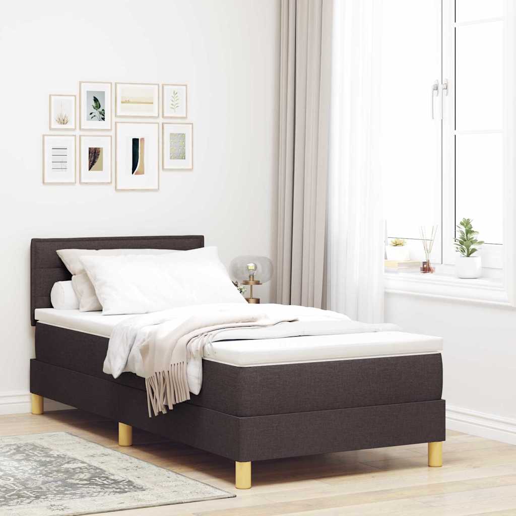 Letto a molle con cuscino Marrone Scuro 90 x 200 cm Tessuto | homemem39