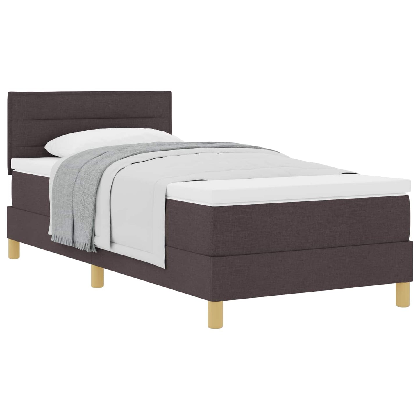 Letto a molle con cuscino Marrone Scuro 90 x 200 cm Tessuto | homemem39