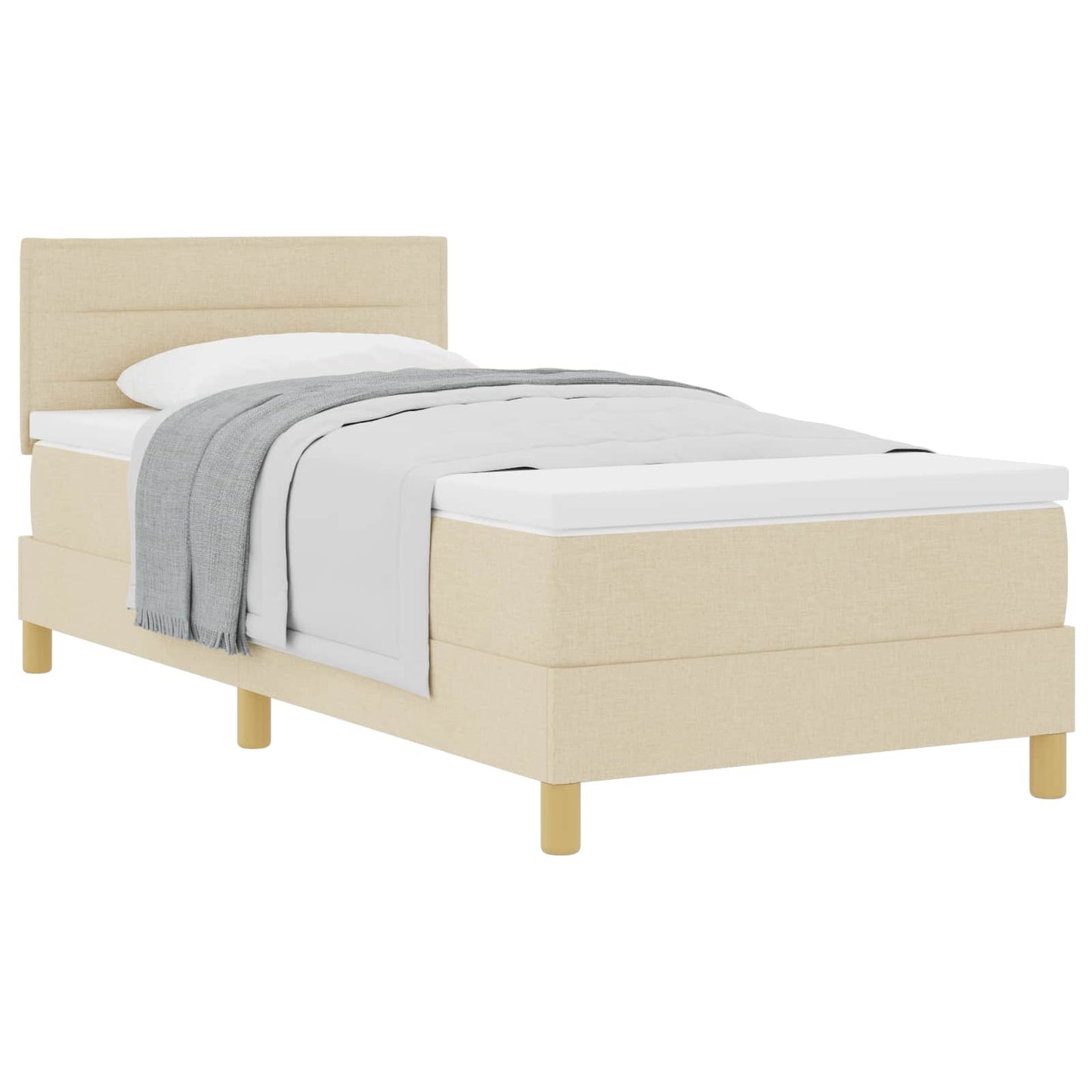 Letto a molle con materasso Crema 100 x 200 cm Tessuto