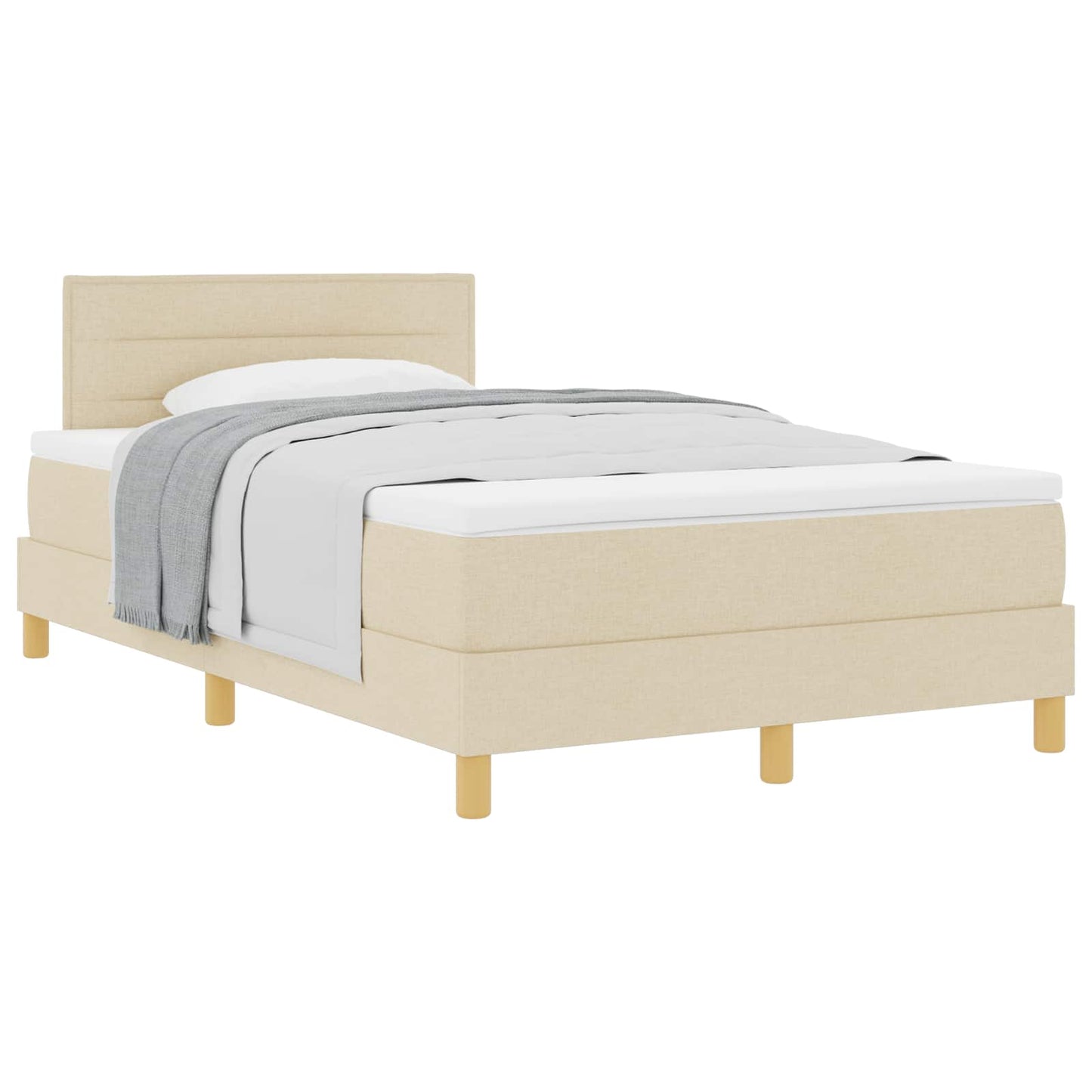Letto a molle con cuscino Crema 120 x 190 cm Tessuto